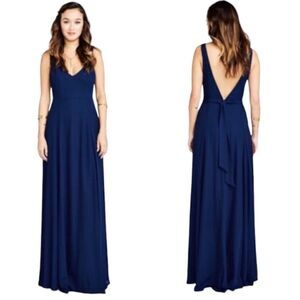 Show Me Your Mumu Maxi V-neck Navy‎ Blue Formal Dress Size XS Brand New
